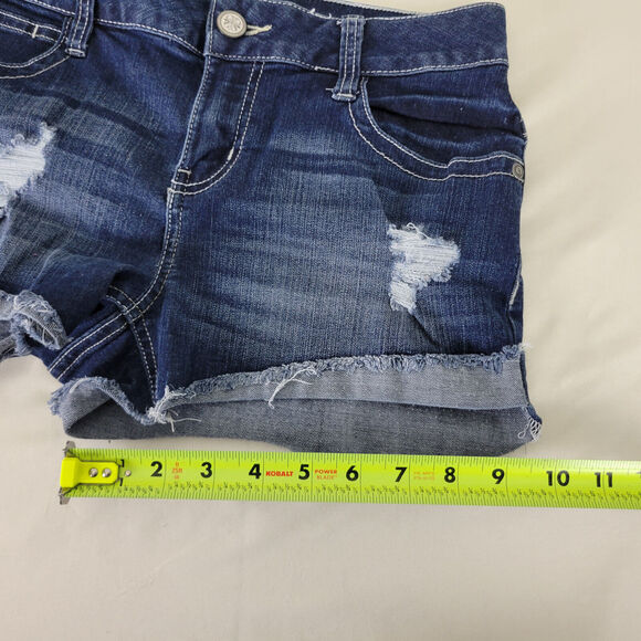 No Boundaries Denim Shorts Juniors 9 Blue‎ Jean Low Rise Womens Distressed - Picture 6 of 14